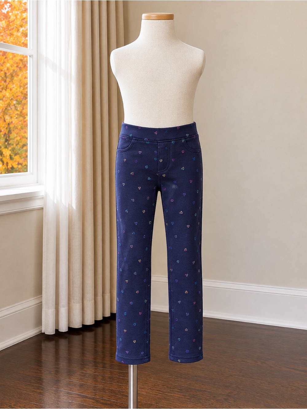 H&M Navy Blue Heart Print Kids Leggings